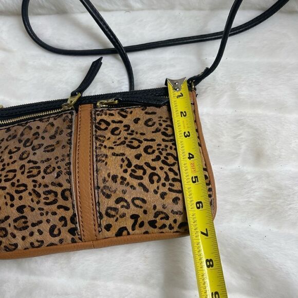 Fossil leather calf hair cheetah prints & tan pebble leather crossbody b… - Picture 4 of 9